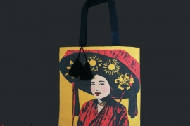  Tote linen bag printed with Vietnamese women-Miss Anh